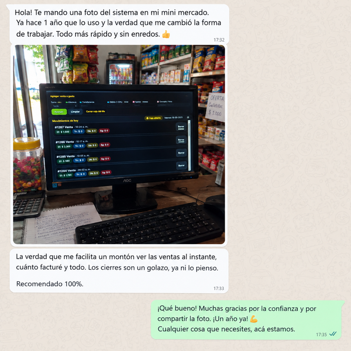 Conversación real de WhatsApp con un comerciante
