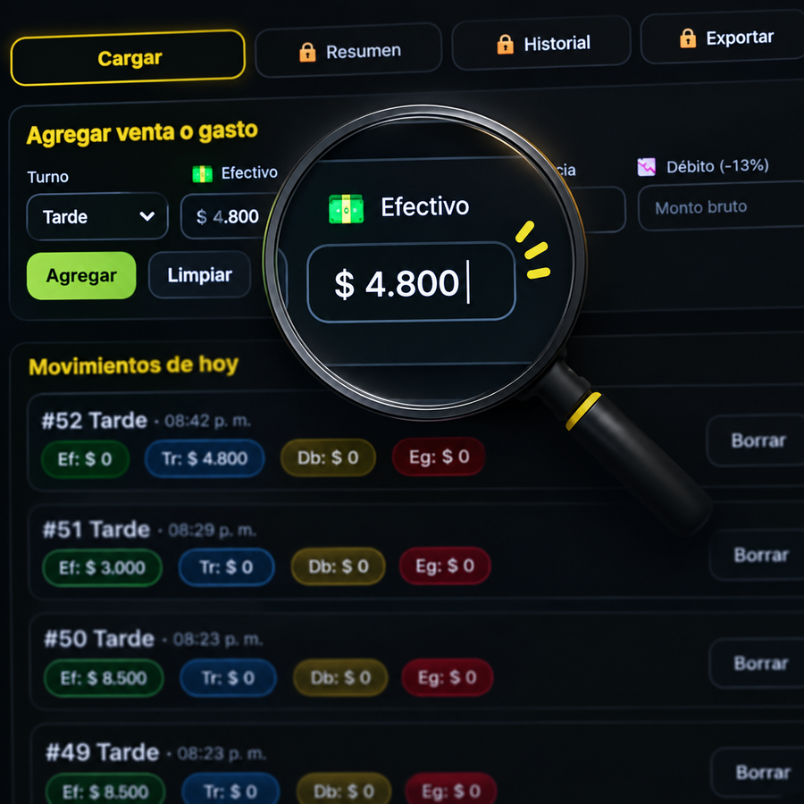 Captura real del programa: cargar